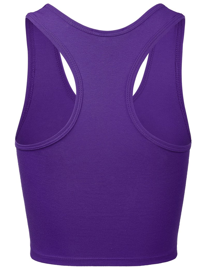 HATOPANTS Women Sleeveless Racerback Crop Camisole Tank Tops Cotton Basic Shirts Purple M - Image 4
